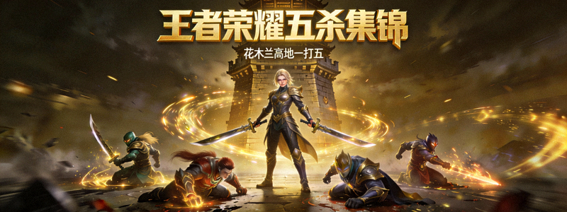 王者荣耀五杀集锦视频封面：花木兰高地一打五