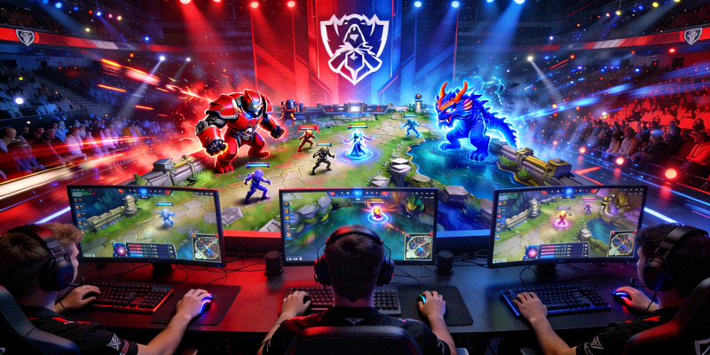 英雄联盟全球总决赛现场比赛激烈对战画面